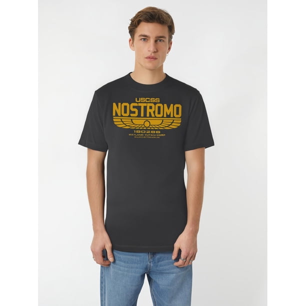 Camiseta gráfica de manga corta para hombre con el logo de Alien Nostromo, colección negra. Para adultos, hombres, mujeres, adolescentes, jóvenes y ocio.