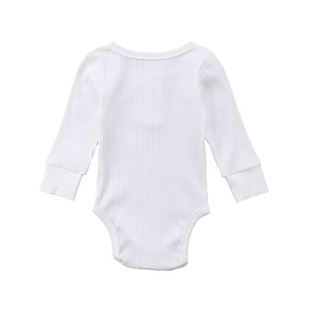 

Newbown Infant Baby Knitted Rib Casual Button Rompers Long Sleeves Bodysuit for Girl Boy