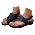 thumbnail image 2 of XIMIN Women's Comfortable Cork Footbed Arch Support Platform Wedge Chunky Heels Sandals with Toe Ring Buckle Strap Casual Dressy Thong Walking Beach Flat Sandals, 2 of 8
