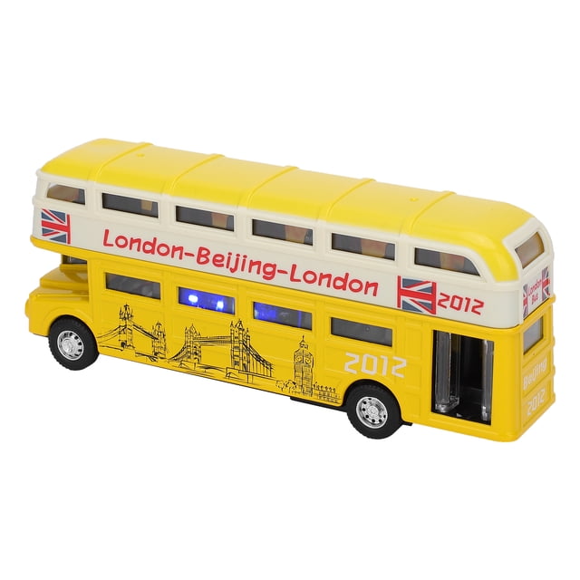 Bus Toy, High Simulation Bus Toy With Light, Alloy Front Exquisite Workmanship Beautiful Double Layer Bus For Decoration Collection Yellow