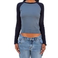 thumbnail image 1 of Txlixc Pullover de mujer, cuello redondo de contraste, manga de raglan larga, adecuado para la primavera y el otoño Txlixc moda, 1 of 4