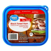Great Value Black Forest Ham, 9 oz Plastic Tub, 10 Grams of Protein per 2oz Serving