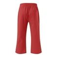 thumbnail image 5 of JTSRKL Capri Pants for Girls Lightweight Casual Kids Teens 2025 Summer Drawstring Elastic High Waist Linen Pant Straight Wide Leg Cropped Trouser with Pockets Red#02 3-4 Years, 5 of 5