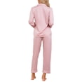 thumbnail image 3 of INSPIRE CHIC Women's Pajamas Set Long Sleeve Button Down Notched Collar Soft Casual Sleepwear Lounge Sets XS Pink, 3 of 6