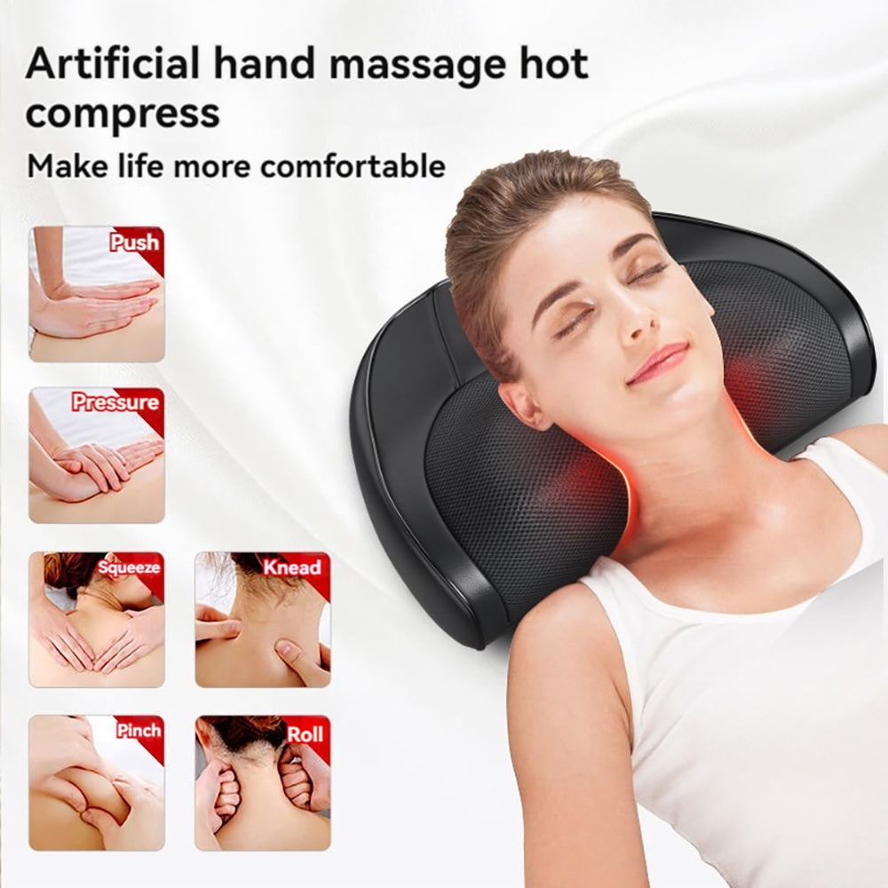 Admbm Neck Massager Pillow w/ Heat & Red Light Therapy, Curved Neck Kneading Massage w/ Heat and Remote Control (1 Piece)