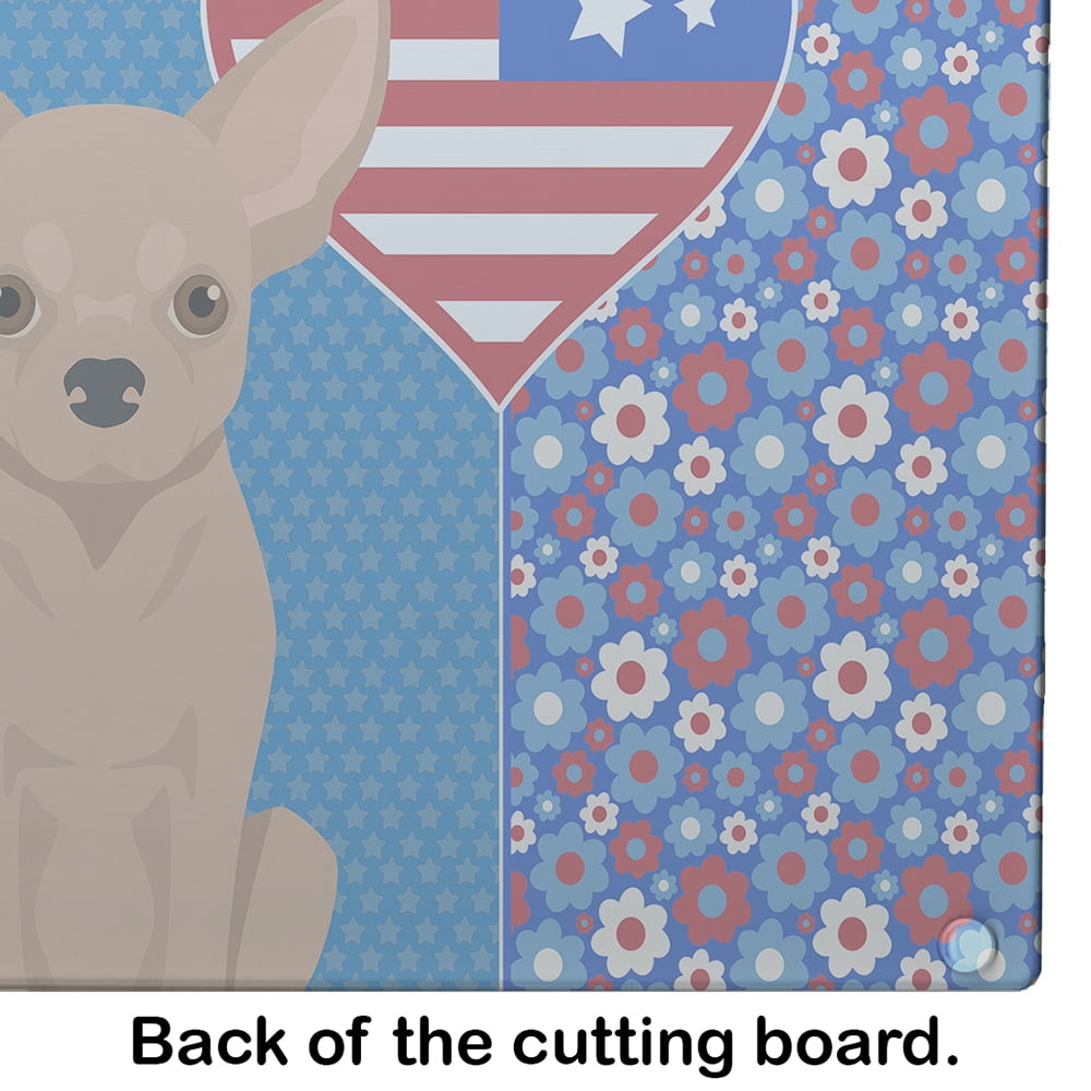 Cream Chihuahua Glass Cutting Board Large 12 in x 15 in