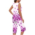 thumbnail image 3 of Blouses pour Femmes, Ensemble Haut Sans Manches à Col Rond Imprimé Décontracté, 3 of 5