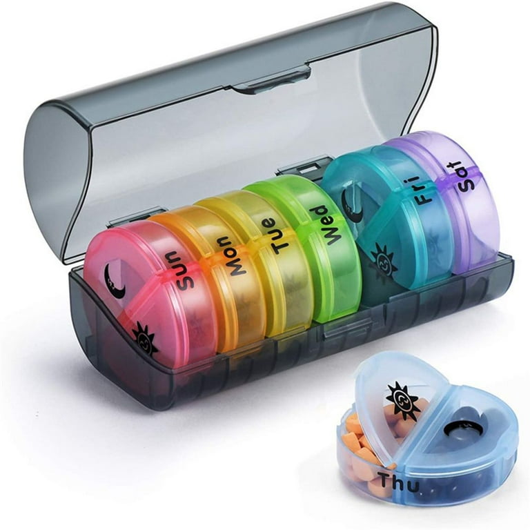 Medicine Tablet Storagel Morning and Night Large Capacity Rainbow Color Pill  Box 7 Days AM PM Pill Organizer Weekly Pills Case 01 