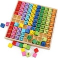 thumbnail image 1 of Tablero de multiplicación de arcoíris de madera, bandeja de aprendizaje de multiplicación con bloques de construcción, tabla de multiplicación de libro de texto de matemáticas Montessori, juguetes de, 1 of 7