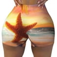 thumbnail image 2 of Lsque Starfish Sunset Sea Beach Pattern High Waisted Biker Shorts for Women-Tummy Control Fitness Athletic Workout Running Yoga Gym Shorts,Moisture-Wicking-, 2 of 9