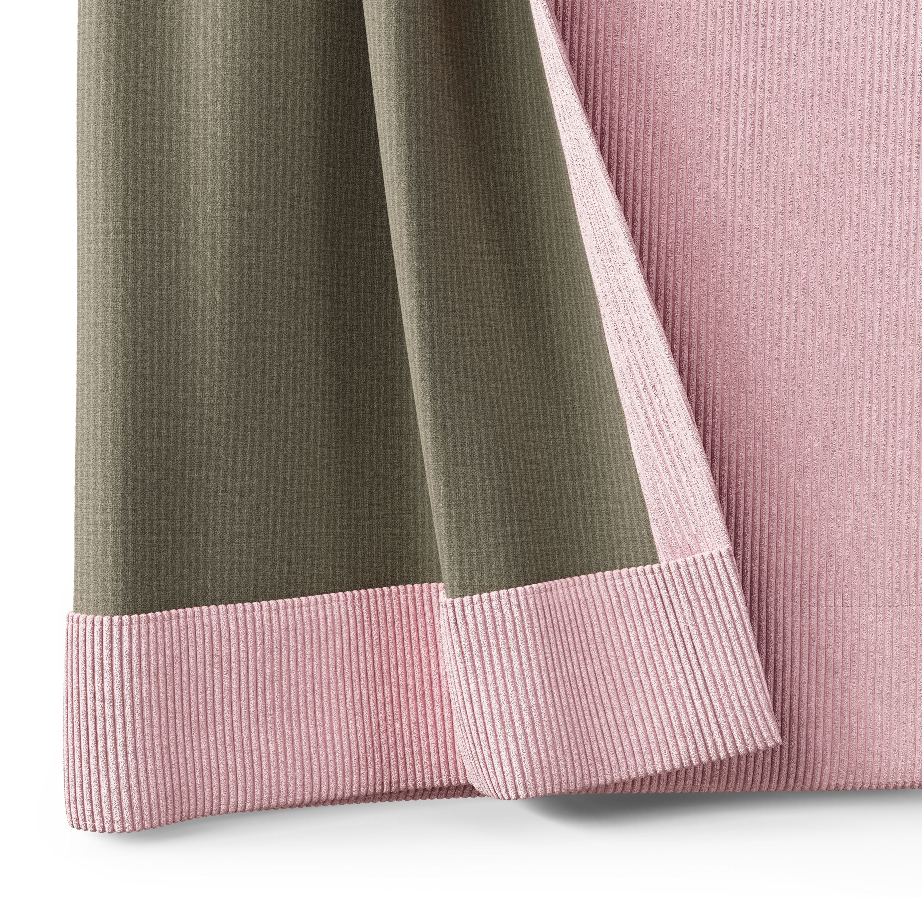 Mainstays Kids Soft Pink Solid Ribbed Corduroy Blackout Rod Pocket with Back Tabs Single Curtain Panel, Set of 1, 38" W x 63" L