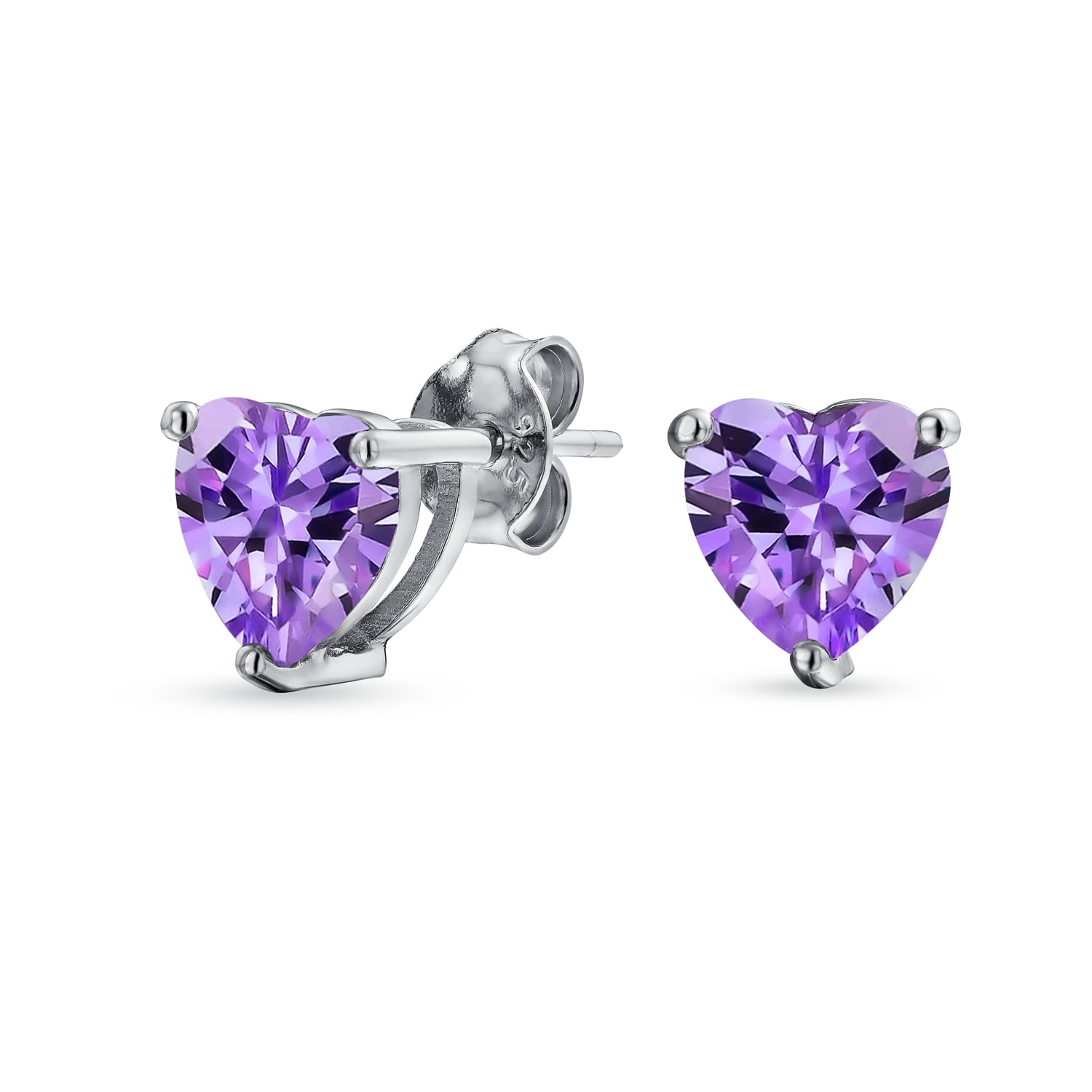 Sterling Silver Polished Simulated Amethyst Round Post Earrings 7mm x 7mm 