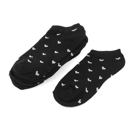Unique Bargains Women's Hearts Printed Stretchy Cuff Casual Low Cut Hosiery Socks 5 Pair