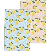 Blue and Pink Lemon Summer Kitchen Towels Dish Towels Set of 2,Dish Towels for Kitchen Drying - High Absorbency, Quick-Dry,18x26 Inch Home Decoration Hand Towels 2-Pack.