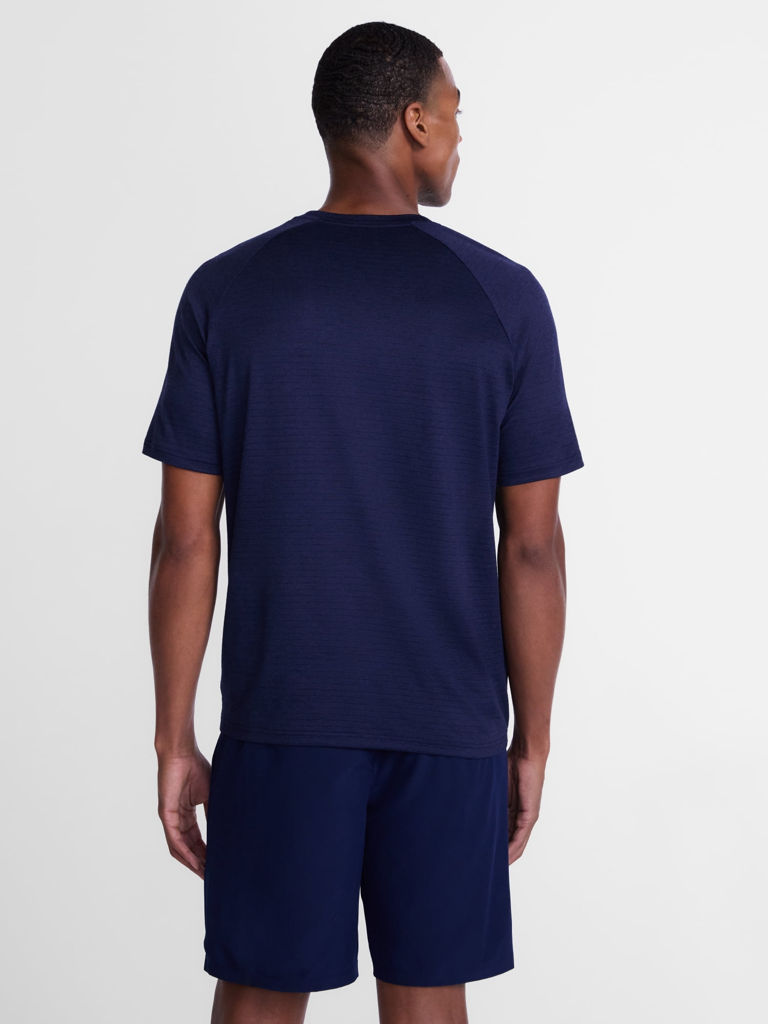 Athletic Works Men's Tonal Stripe Workout Shirt with Short Sleeves, Sizes XS-4XLT