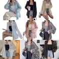 thumbnail image 2 of Women Casual Chiffon Sheer Blouses Long Sleeve Lapel Collar Button Down Loose Shirts Tops Sunscreens Outwear, 2 of 9