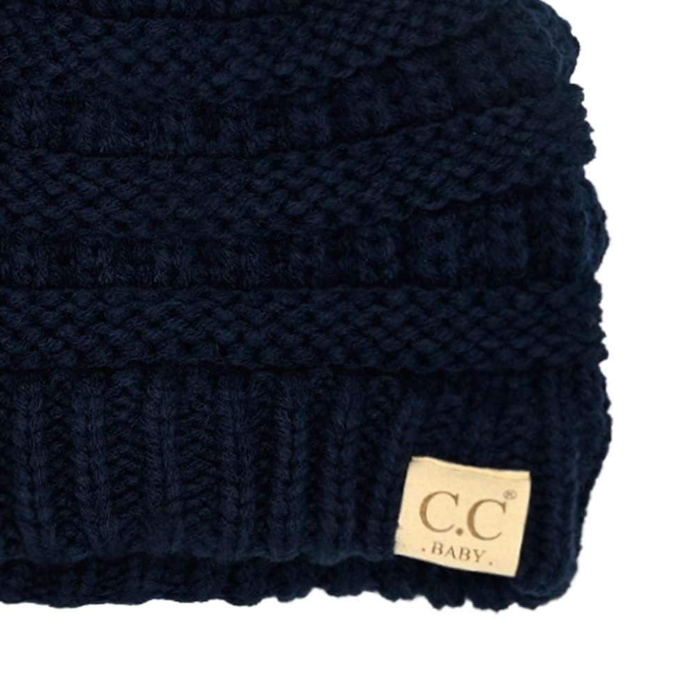 C.C Unisex Distressed Skull Cap Beanie - Navy Blue, One Size, Stretchy Winter Knit Hat For Men & Women