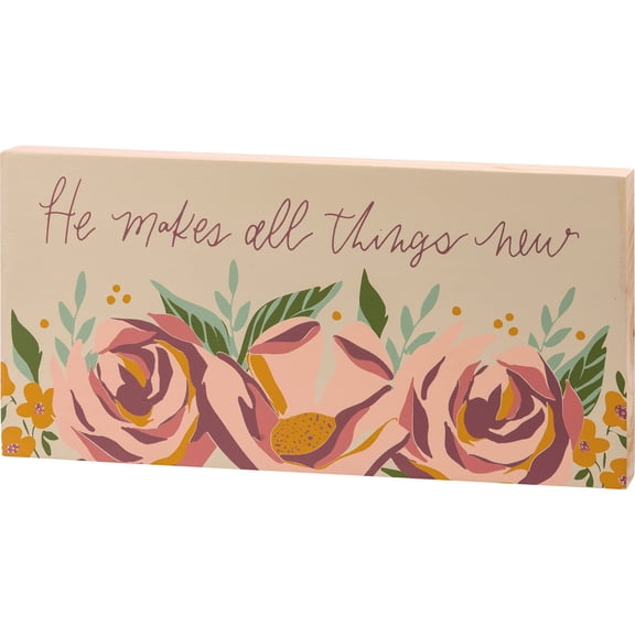 Primitives by Kathy 112500 He Makes All Things New Block Sign, 10-inch Length, Wood