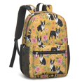thumbnail image 2 of Boston Terrier and Rose Orange Pattern 17" School Backpacks for Teens,Waterproof Oxford Fabric,S-Shape Padded Straps for School,Travel,Hiking,Camping, 2 of 6