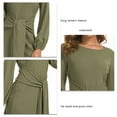 thumbnail image 2 of Vestido Corto De Manga Farol Larga, Vestido De Cóctel De Color Puro Cómodo Con Cuello Redondo En La Cintura Para Citas ANGGREK  Otros, 2 of 6