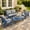 Blue Frame/Grey Cushion, variant on FOOWIN 4-Piece Patio Furniture Set, HDPE Outdoor Conversation Set with 4 Seating & Cushions, Perfect Patio Sofa Set for Garden, Porch, Backyard, Black Frame with Beige Cushion