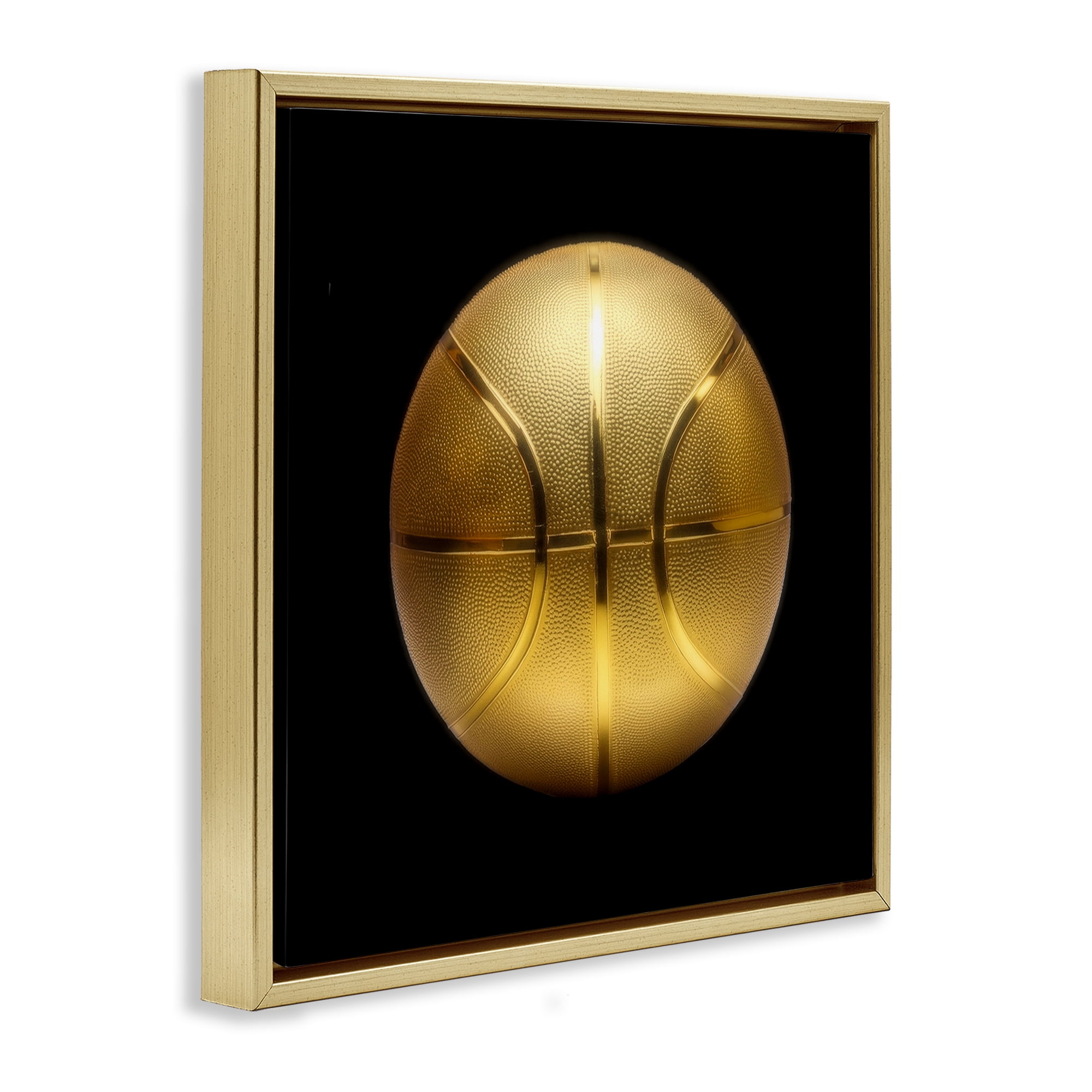 Stupell Industries Gold Designer Basketball Sports Painting Gold Floater Framed Canvas Art Print Wall Art, 25 x 25