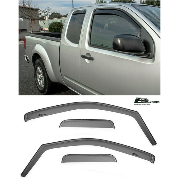 Extreme Online Store Replacement For 2005-Present Nissan Frontier Extended Cab | EOS Visors JDM In-Channel Style SMOKE TINTED Side Vents Rain Guard Window Deflectors DWV-V84_DWV-V85
