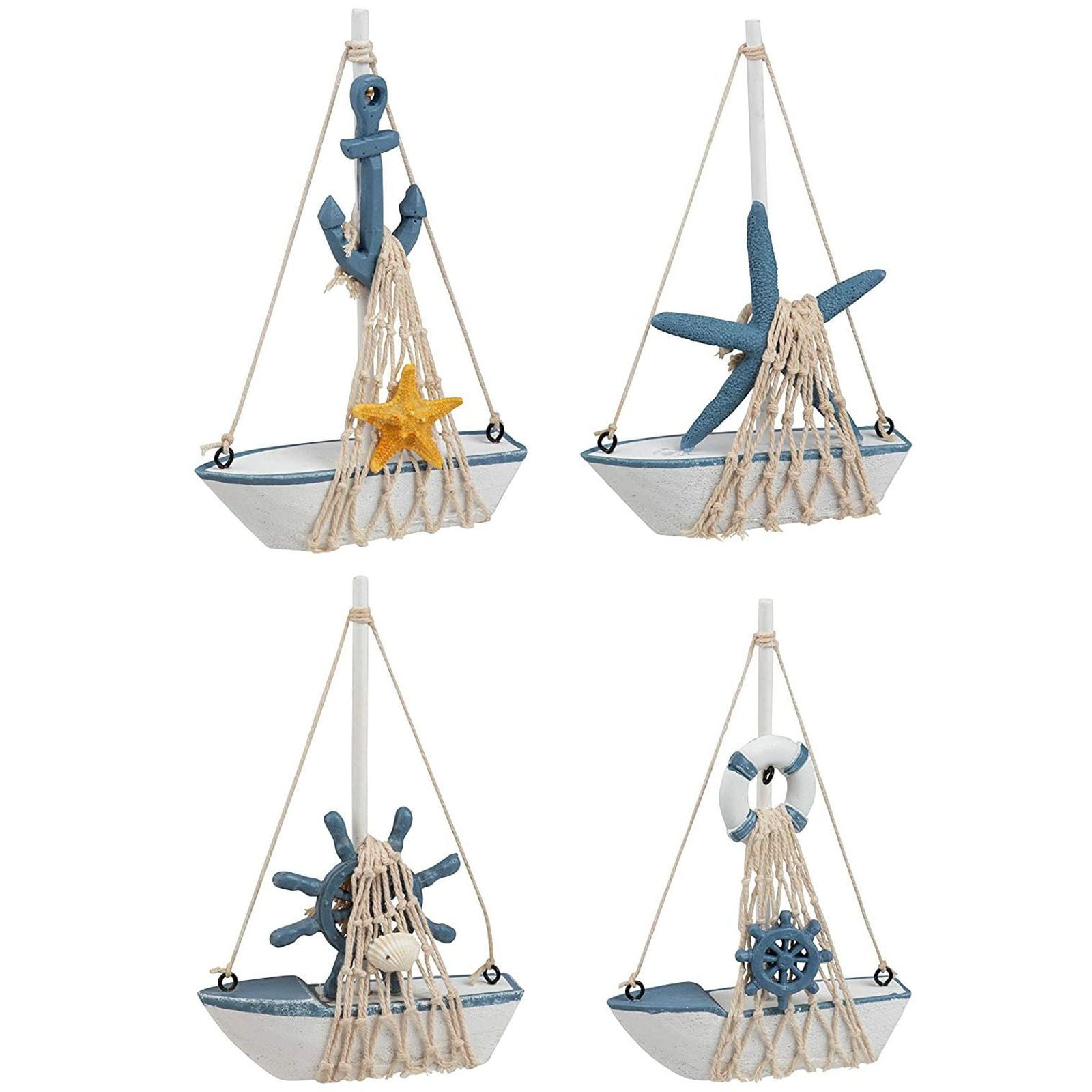 Nautical Table Ornament for Home or Boutique Decor Mini Wooden Sailing Boat 