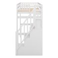 thumbnail image 5 of Twin Size Loft Bed with 3 Storage Staircase and Built-in Desk,Solid Wood Loft Bed Frame with Storage Ladder and Full Length Guardrail,Multifuctional Loft Bed for Boys and Girls,White, 5 of 7