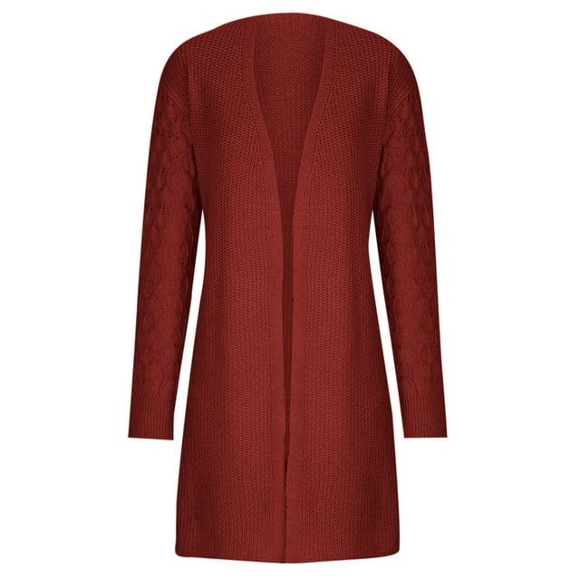 Yuyuzo Womens Sweater Cardigans Open Front Long Sleeve Ribble Knit Fall Casual Outwear Coats Solid Color