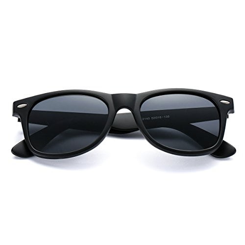 AZORB Classic Polarized Sunglasses Unisex Square Horn Rimmed Design (Matte  Black/Black, 53)
