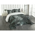 thumbnail image 3 of Ambesonne Gothic Quilted Bedspread Set 3 Pcs, Moon View in Scary Dark, Queen Size, Blue Grey, 3 of 5