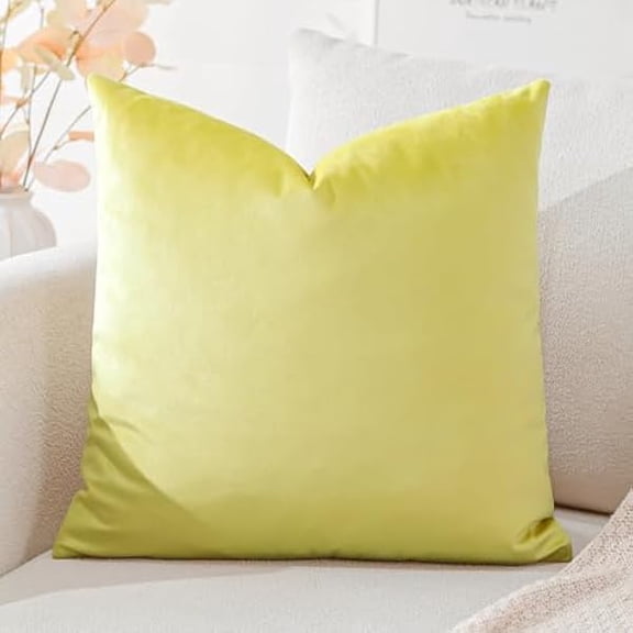 Eryueer Luxury Velvet Cushion Covers Super Soft Decorative Square Throw Pillow Covers Case Cushion Covers for Sofa Couch Bedroom Car Decor 40x40cm Lemon Yellow