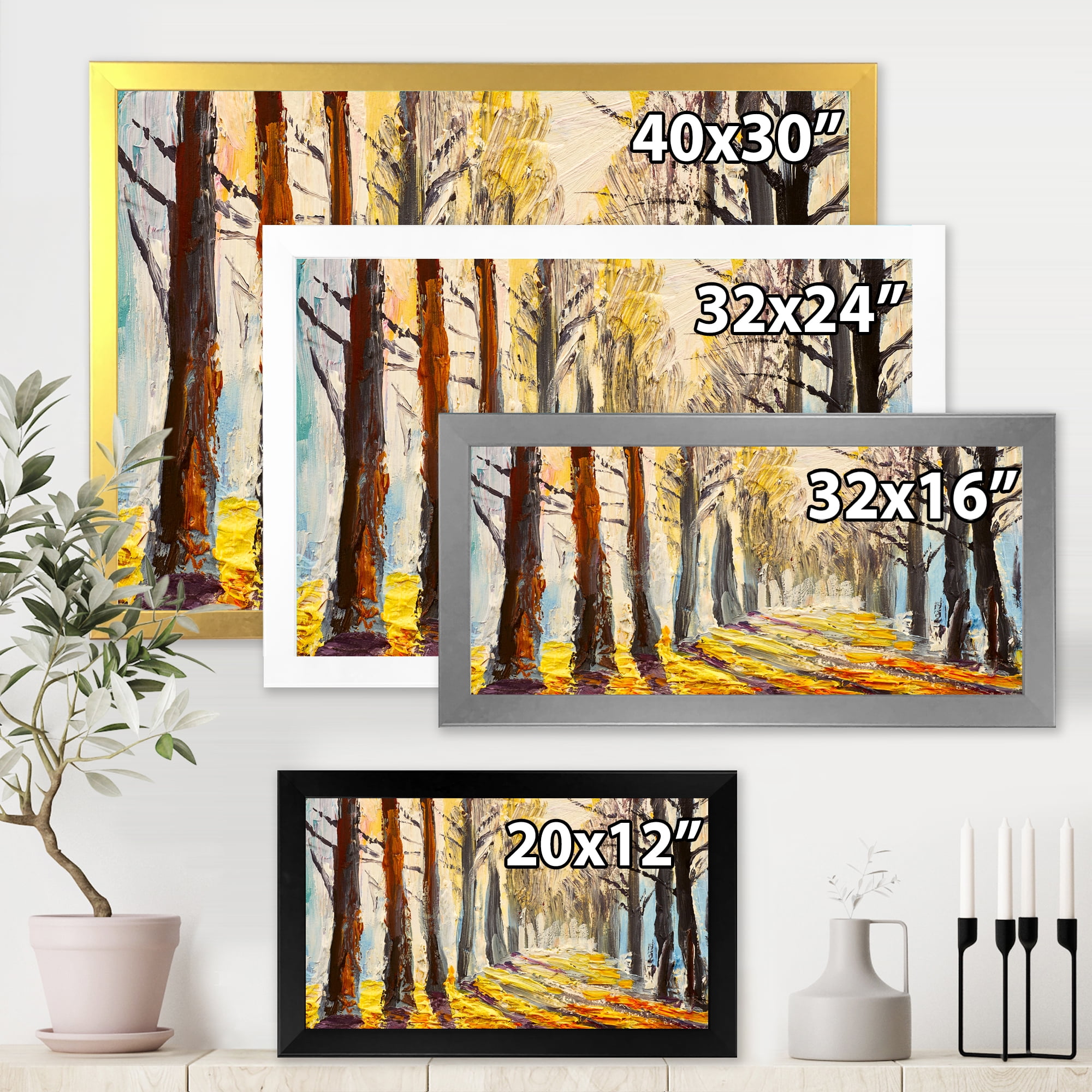 Designart 'Morning Glow Through The Autumn Trees' Lake House Framed Art Print
