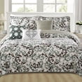 thumbnail image 3 of Home Soft Things 6 Piece Printed Microfiber Quilt Set - Ravello Scroll - Teal - Queen (90" x 90"), 3 of 8