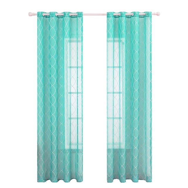 Coofit Rideau de Fenêtre Transparent Polyester Broderie Simple Gaze de Fenêtre Rideau à Passe-Tringle