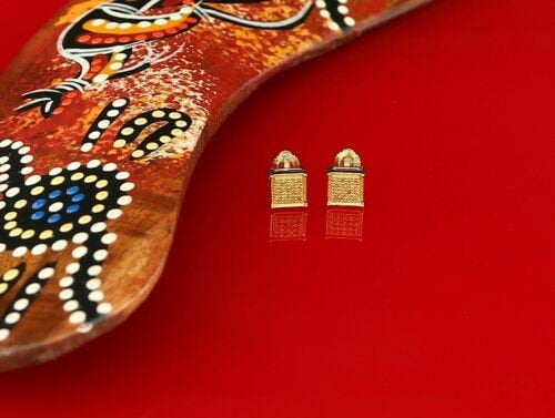 King of Bling's 0.05ct Diamond Yellow Collection Sterling Silver Stud Women/ Men Square Earrings