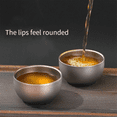 thumbnail image 2 of Titanium Cup Pure Titanium Tea Cup 45ml Double Layer Teacup for Camping Hiking Backpacking Home Office 3PCS Tea Cup, 2 of 8