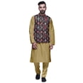 thumbnail image 1 of Atasi Solid Kurta Pajama & Printed Nehru Jacket Set For Mens Party Wear, 1 of 3