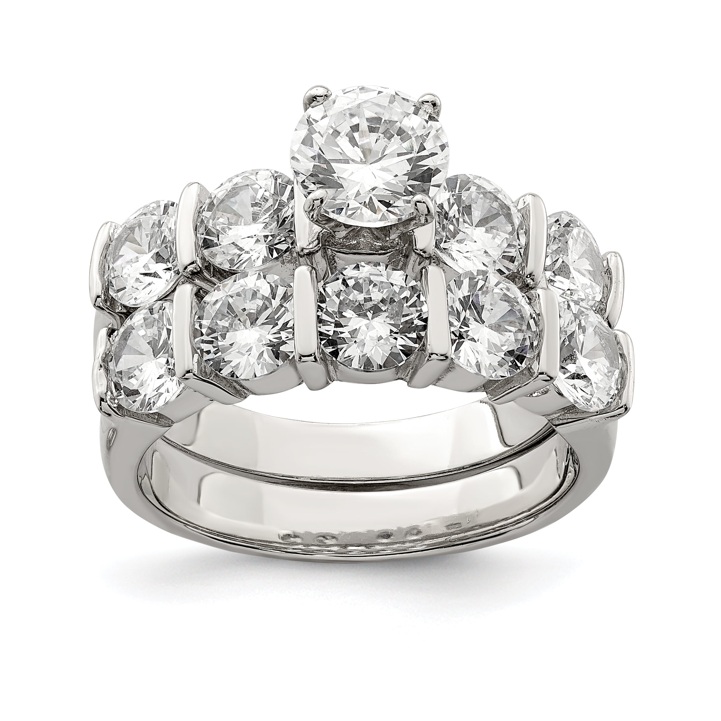 Sterling Silver 2-Piece CZ Wedding Set Ring