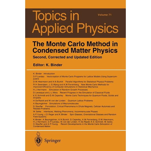 Topics in Applied Physics The Monte Carlo Method in Condensed Matter Physics, Book 71, (Paperback)