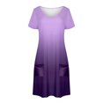thumbnail image 4 of GaThRRgYP Women's Plus Size Summer Dresses,Women's Fashion Summer Gradient Short-sleeved V-neck Casual Dress Purple S, 4 of 8
