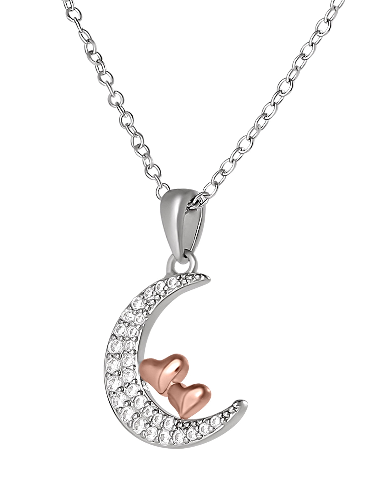 Believe by Brilliance, Women's Brass Pink Gold Plated Cubic Zirconia Pendant, 18" +2"