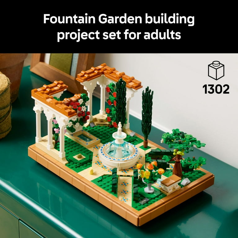 LEGO Icons Fountain Garden Building Set DIY Kit for Adults, Ages