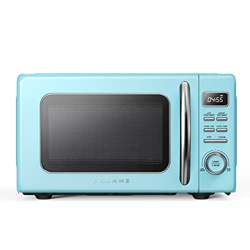 Galanz GLCMKZ09BER09 Horno microondas retro de encimera con cocción y recalentamiento automáticos, descongelación, funciones de inicio rápido, fácil limpieza con plato giratorio de vidrio, manija de