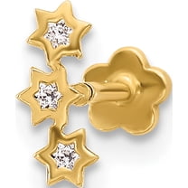 14K Yellow Gold 18 Gauge Cz Stars Screwback Cartilage Body Jewelry(Length 9) - Jbsp