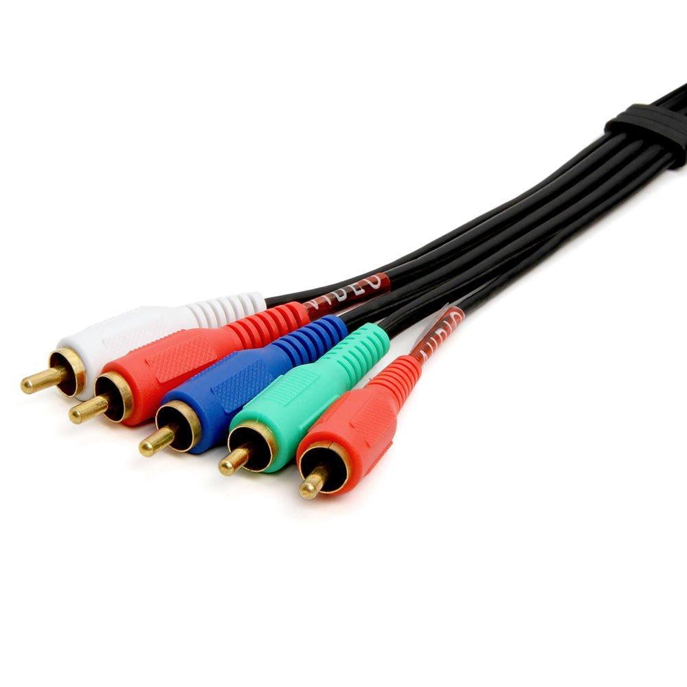  Component Video Audio Cable 5RCA Gold HDTV RGB YPbPr 3 FT, Color Coded for Video Green