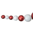thumbnail image 2 of Northlight 6' Red and White Shiny and Matte Shatterproof Ball Christmas Swag, 2 of 5