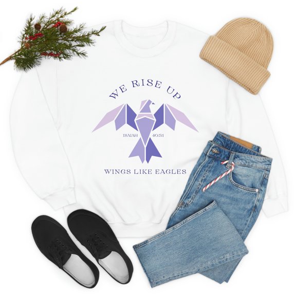 Isaiah 40:31 We Rise Up Christian Sweatshirt Jesus Apparel Christian Hoodies Christian Crewneck Christian Merch Eagles Sweatshirt Bible Tee