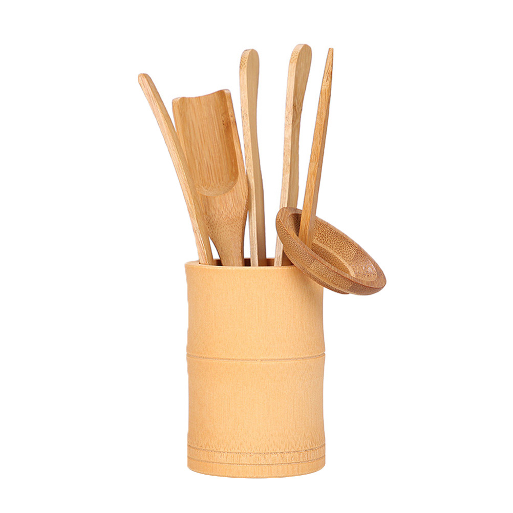 6Pcs Bamboo Tea Set Chinese Tea Set Tea Ceremony Accessories with